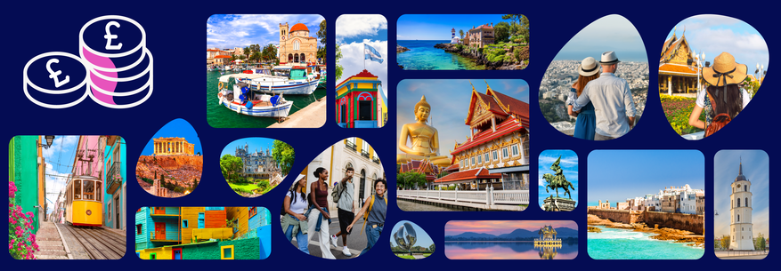 Section divider image with multi-centre holidays in Portugal, Greece, Argentina, Thailand and Lithuania.